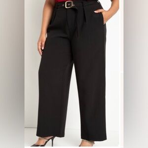 Eloquii Black Wide-Leg Pants High-Waisted